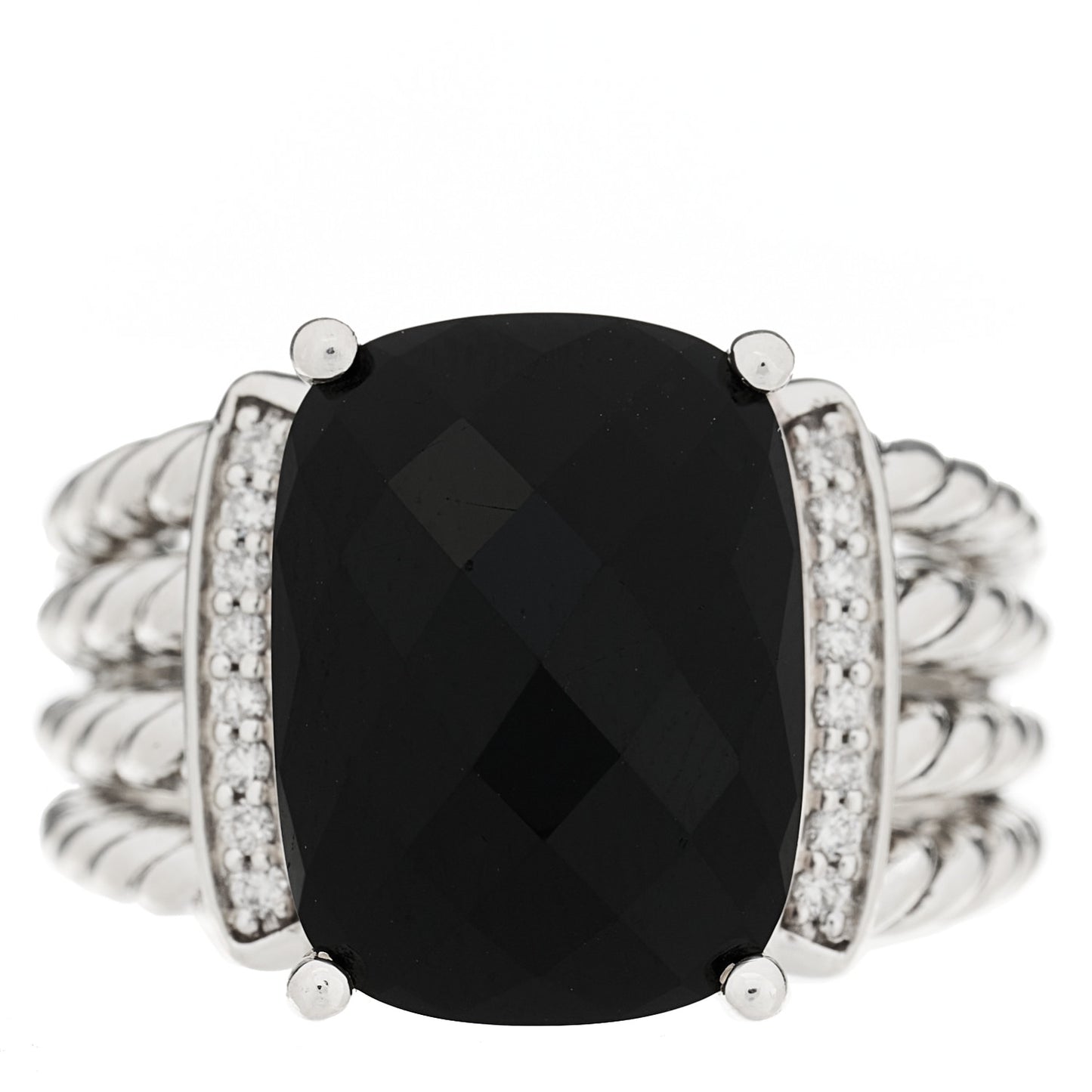 Sterling Silver Diamond Black Onyx 16mm Wheaton Ring 60 9