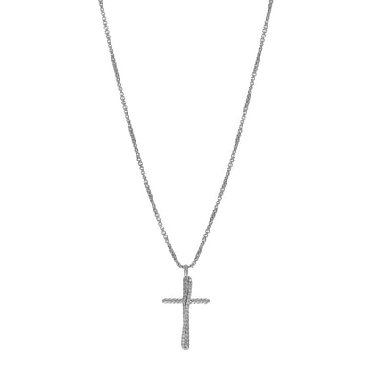 David Yurman Sterling Silver Diamond 35mm Crossover Cross Necklace 1 of 4