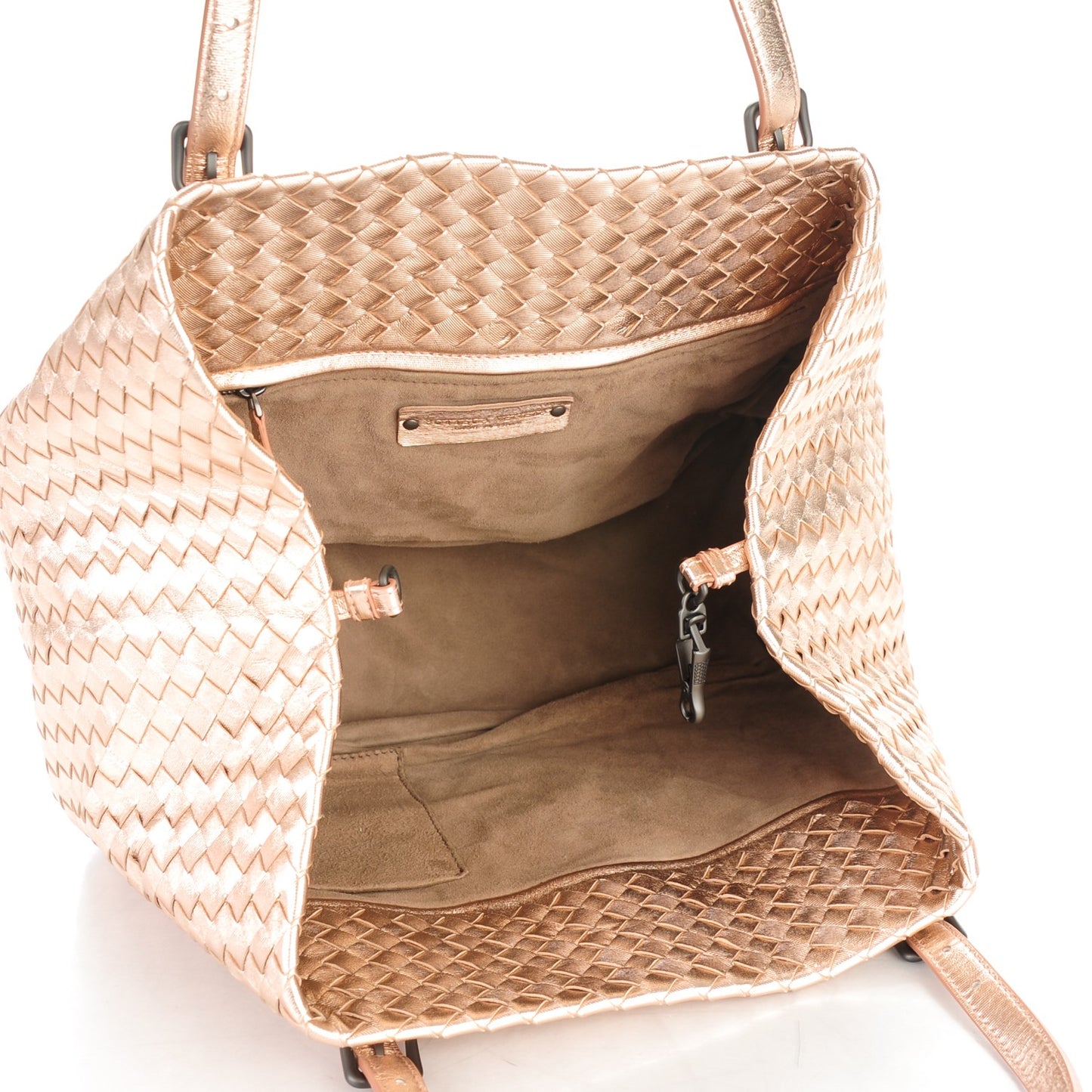 Metallic Grosgrain Intrecciato Medium A Shape Seamless Tote Rose Gold