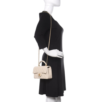 Chanel Caviar Quilted Mini Top Handle Rectangular Flap Beige 2 of 9