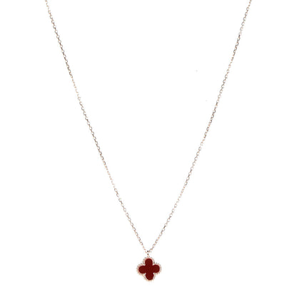 Van Cleef & Arpels 18K Rose Gold Carnelian Sweet Alhambra Pendant Necklace 1 of 7