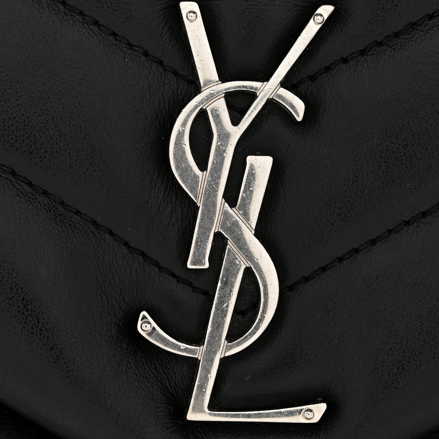 Calfskin Y Quilted Monogram Small Loulou Chain Satchel Black