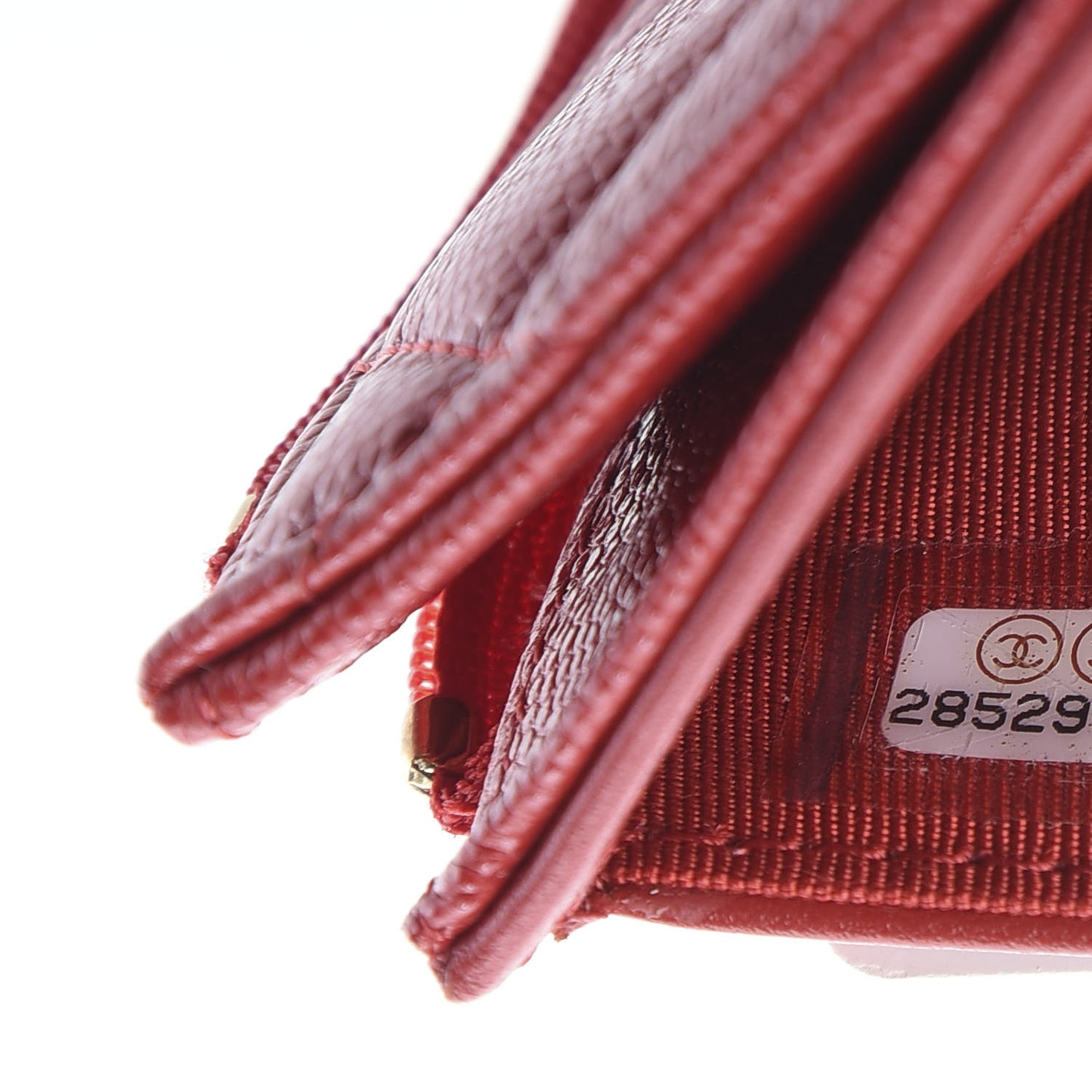 Iridescent Caviar Quilted Small Flap Wallet Red