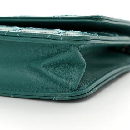 Chanel Calfskin Diamond Stitch Wallet On Chain WOC Turquoise 11 of 12