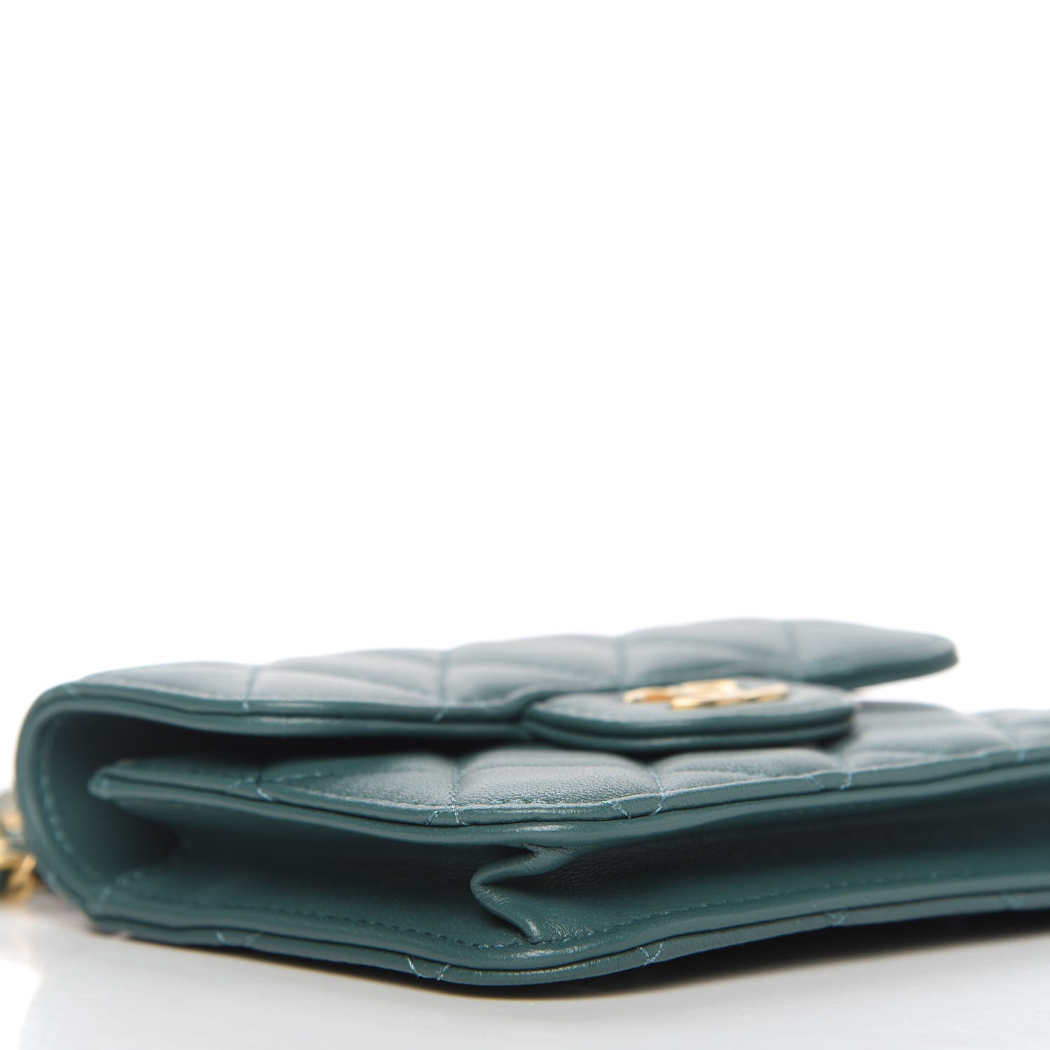 Chanel Lambskin Quilted Top Handle Flap Coin Purse With Chain Green 7 of 12