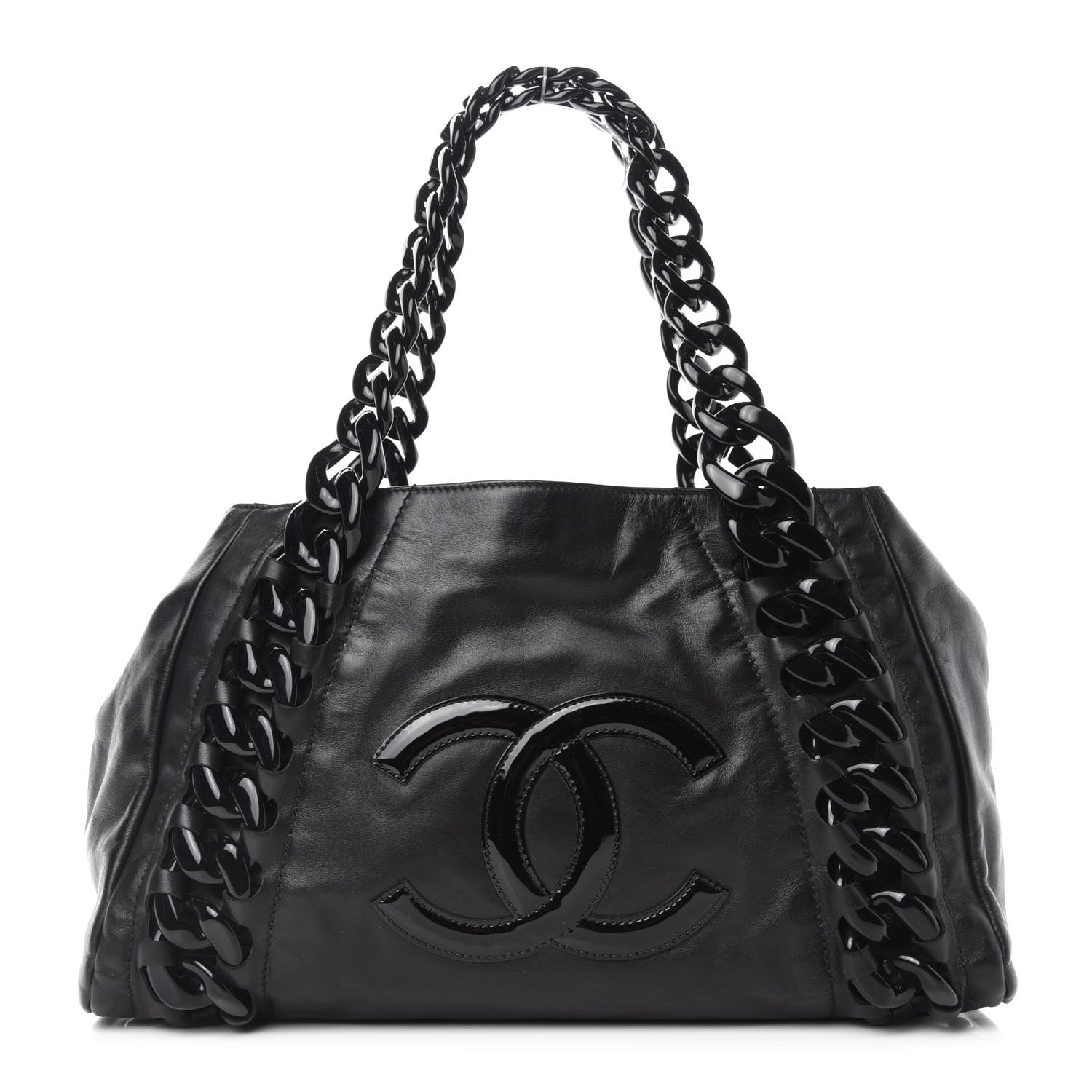 Chanel Calfskin Modern Chain Rhodoid East West Tote Black 1 of 14