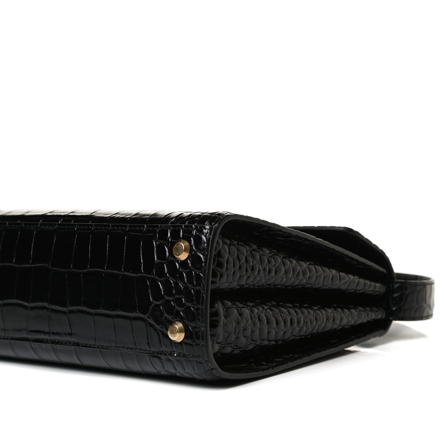 Balenciaga Shiny Calfskin Crocodile Embossed Medium Ghost Shoulder Bag Black 11 of 15