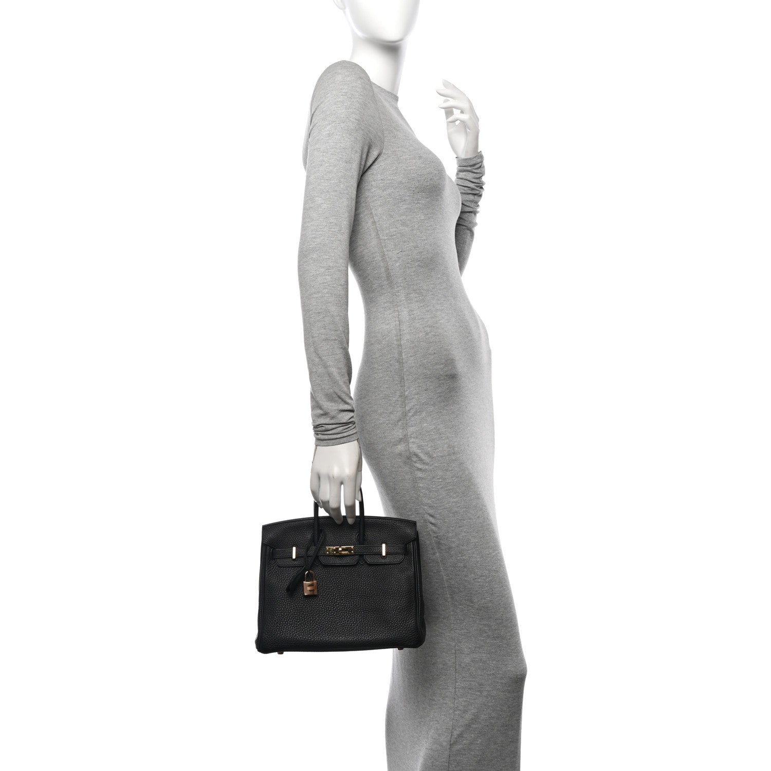 Hermes Taurillon Clemence Birkin 25 Etain Black 2 of 13