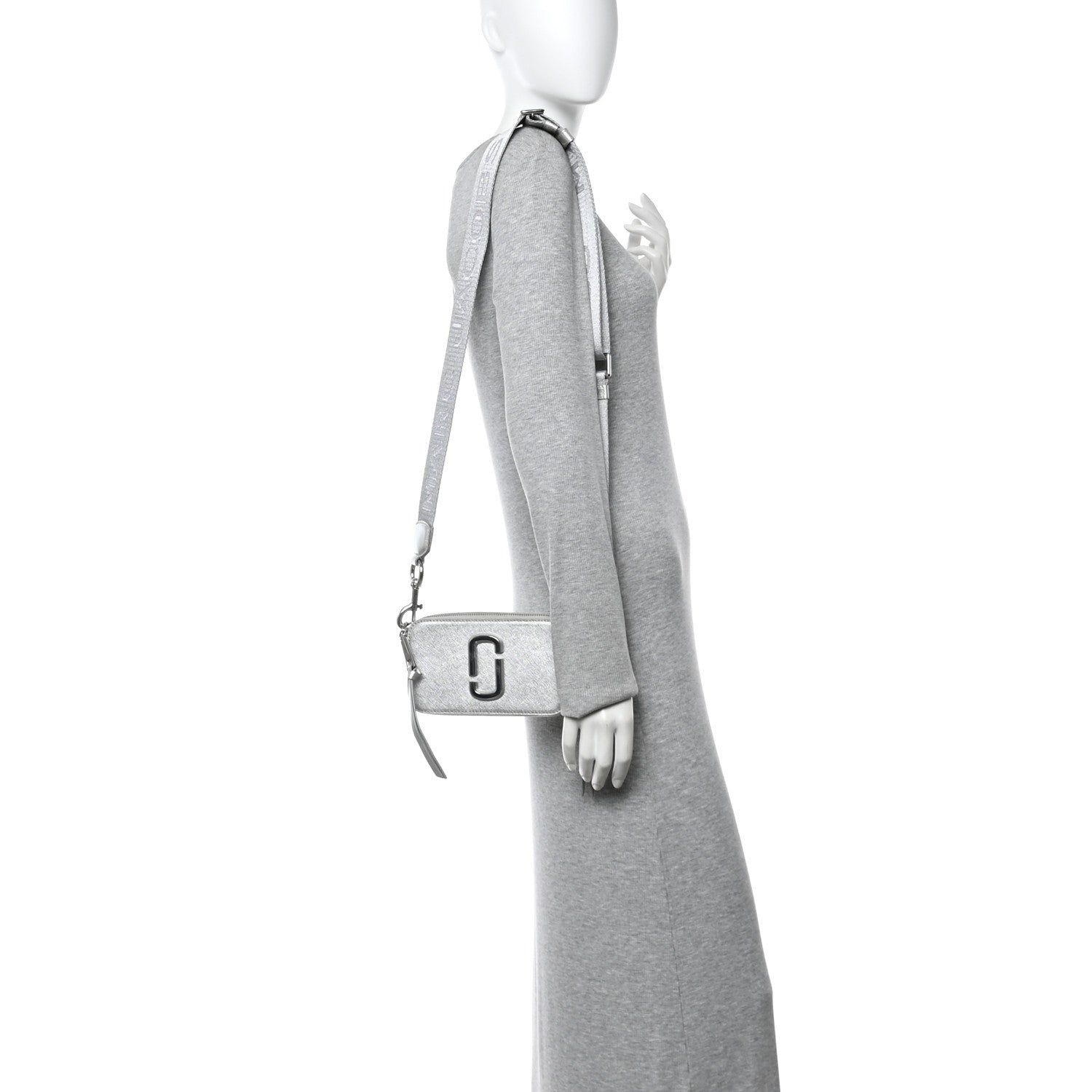 Marc Jacobs Metallic Saffiano Small Snapshot Camera Bag Silver