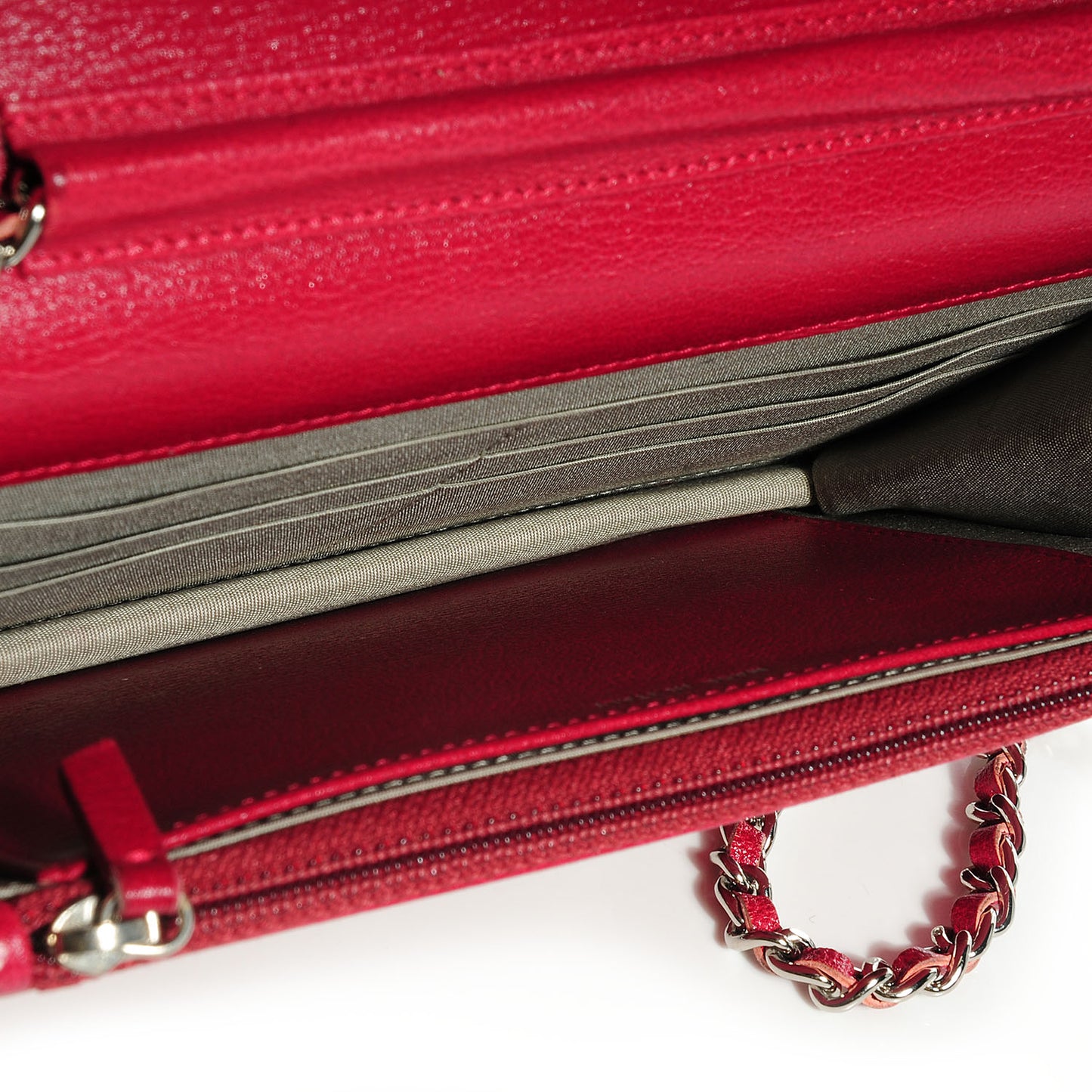 Calfskin Embossed Jacket Wallet On Chain WOC Red