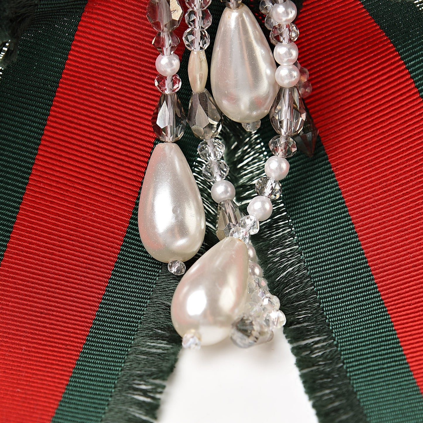Grosgrain Web Pearl Crystal Bow Brooch