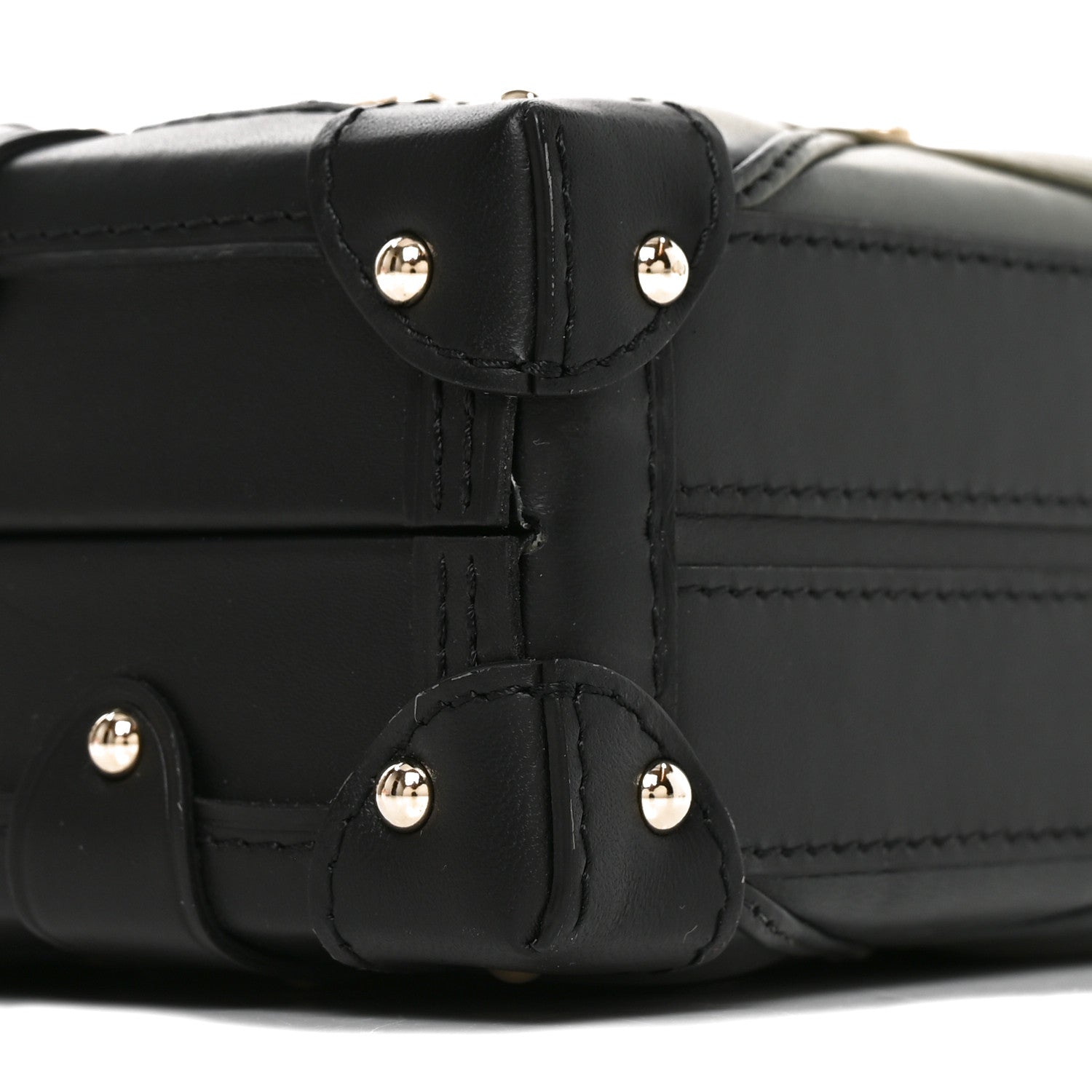 Louis Vuitton Lambskin Malletage Petite Malle Black Beige 7 of 8