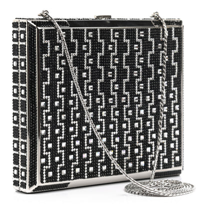 Judith Leiber Crystal Minaudiere Clutch Black Silver 2 of 10
