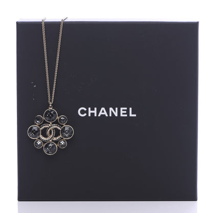 Chanel Gripoix Poured Glass Crystal CC Pendant Necklace Black Gold 7 of 7