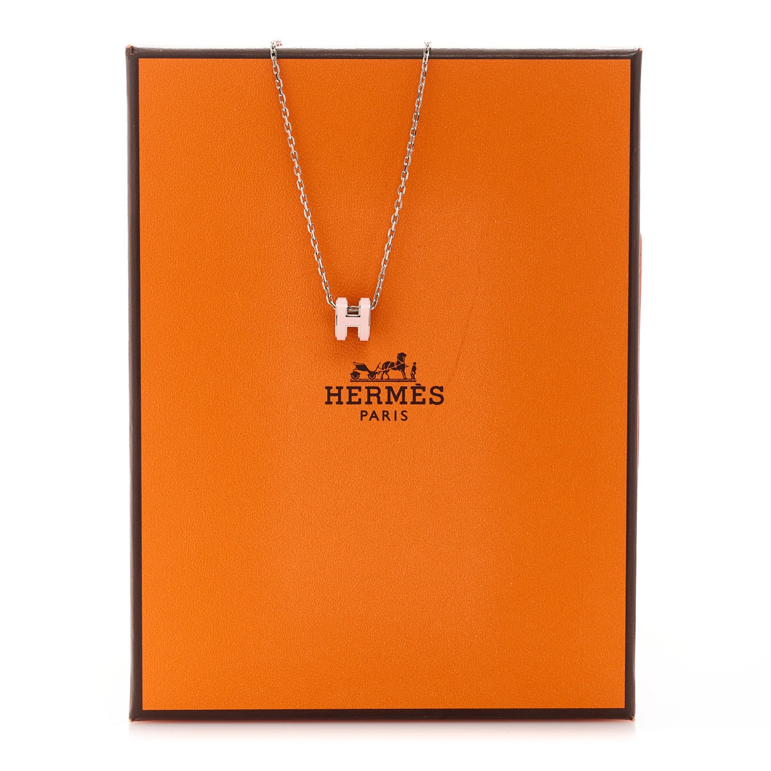 Hermes Palladium Mini Pop H Pendant Necklace Rose Dragee 6 of 6
