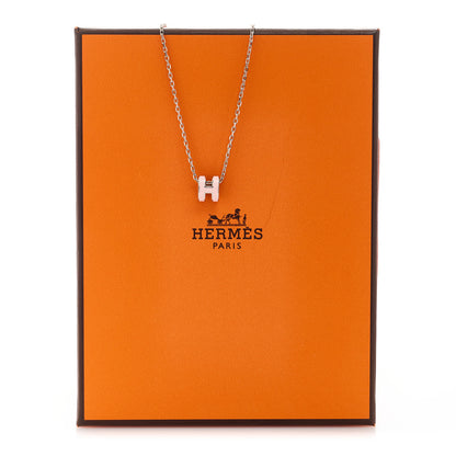 Hermes Palladium Mini Pop H Pendant Necklace Rose Dragee 6 of 6