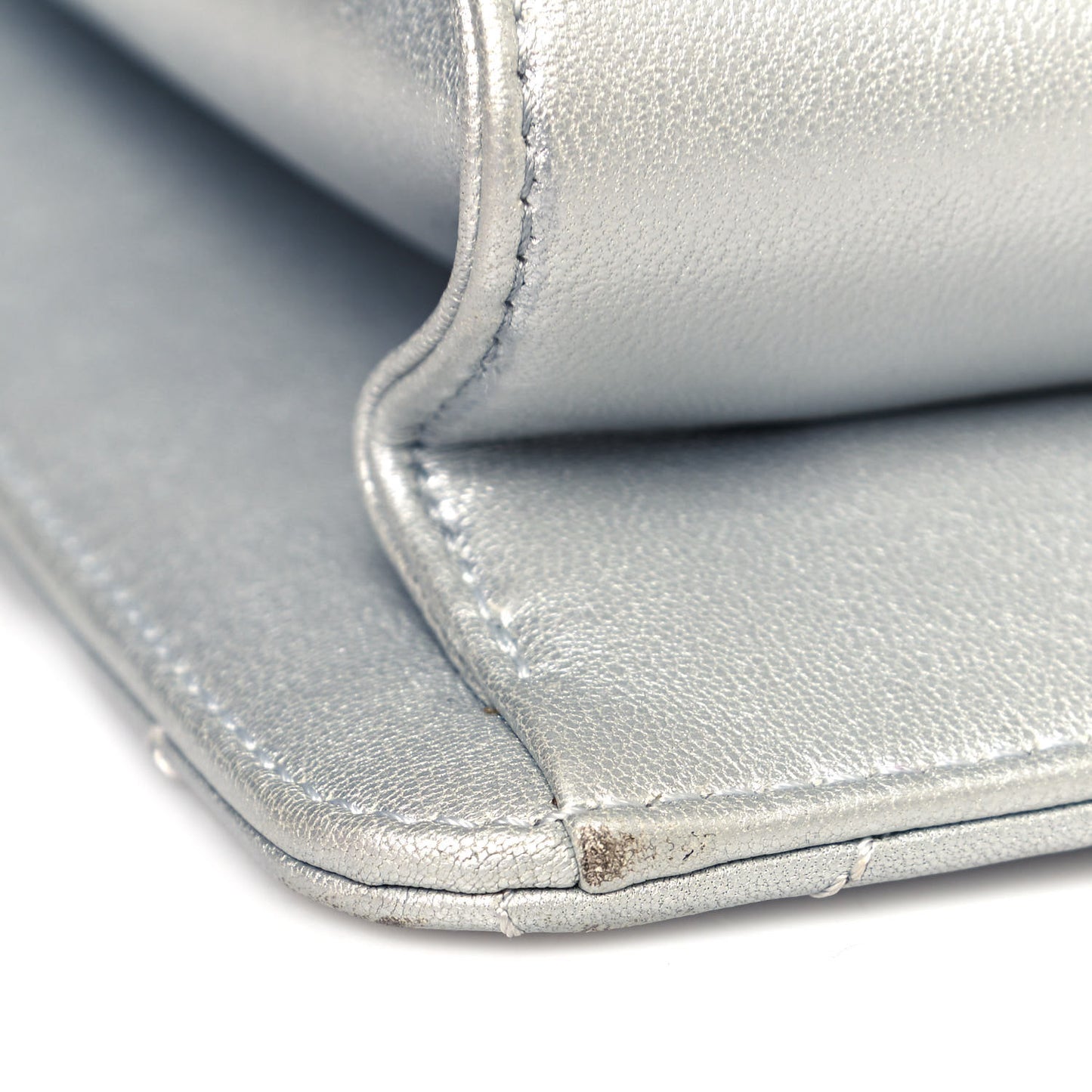 Metallic Sheepskin Quilted Beauty Lock Flap Silver