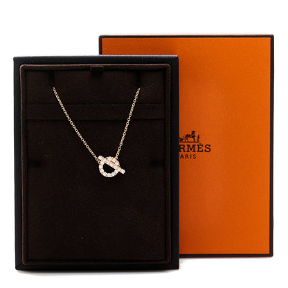 Hermes 18K Rose Gold Diamond Finesse Pendant Necklace 6 of 6