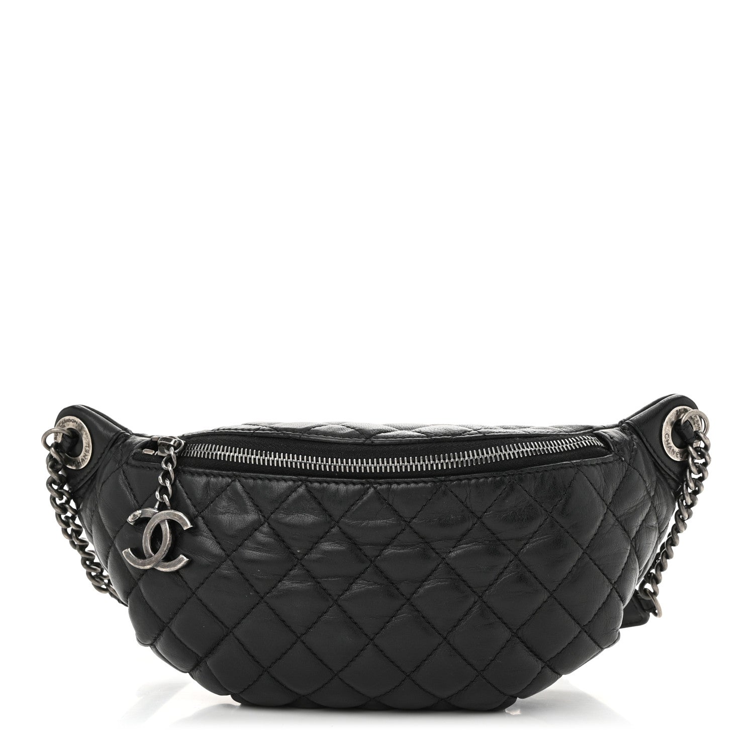 Chanel Lambskin Quilted Banane Waist Bag Fanny Pack Black 1 of 10