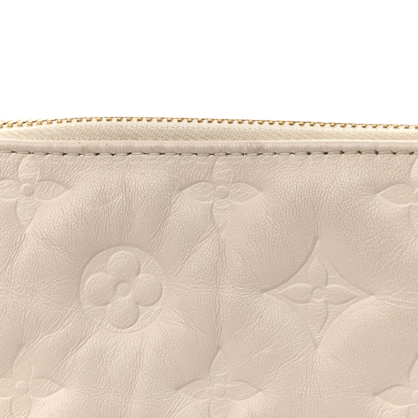 Lambskin Embossed Monogram Coussin PM Beige Cream