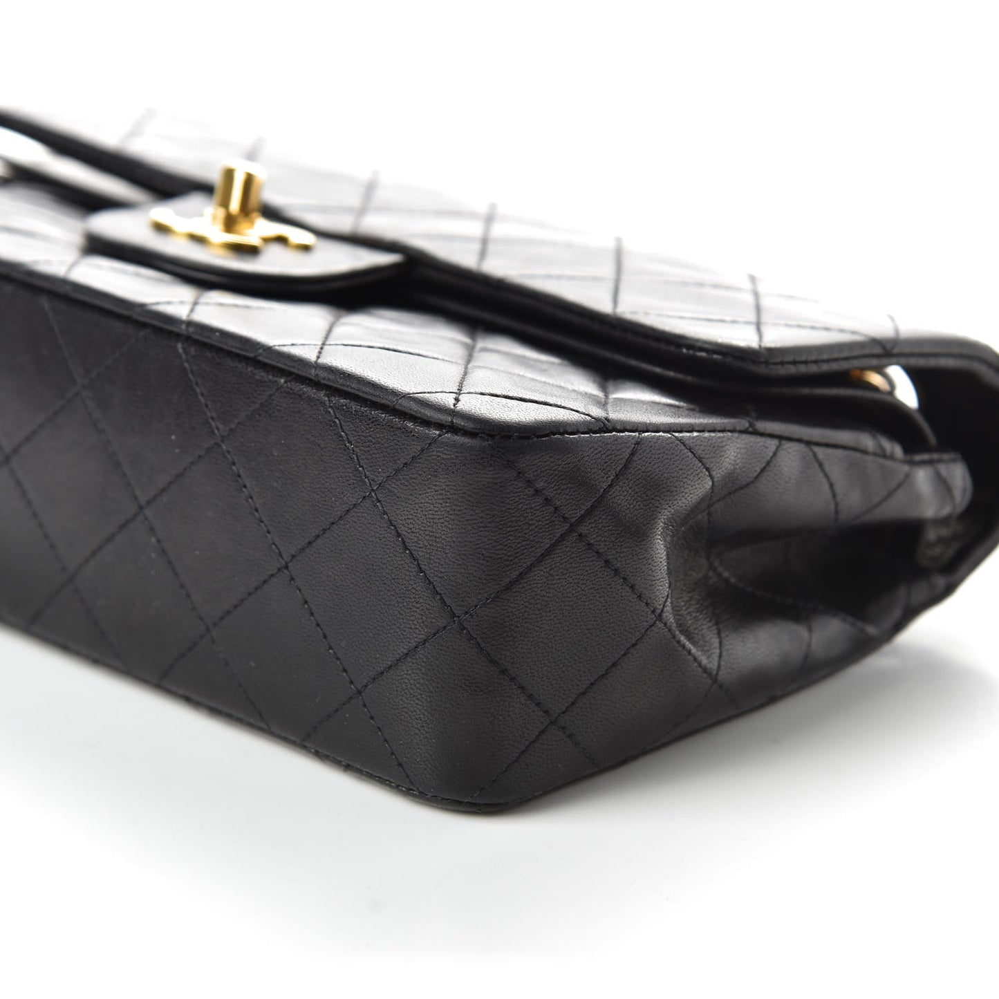 Lambskin Quilted Small Double Flap Black