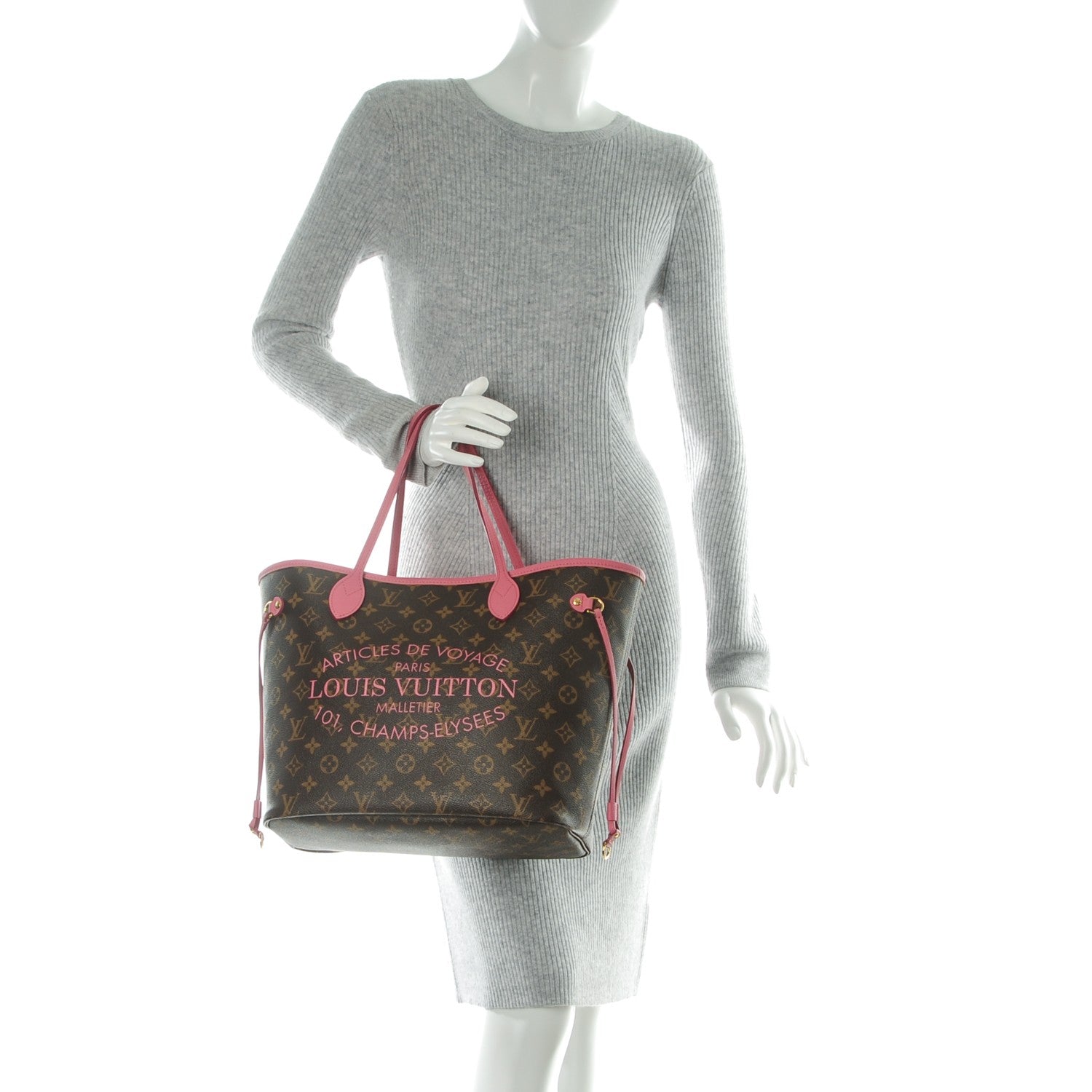 Louis Vuitton Monogram Articles de Voyage Ikat Neverfull MM Rose Velours 2 of 7