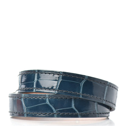Hermes Shiny Alligator Kelly Double Tour Bracelet S Blue Jean 3 of 4