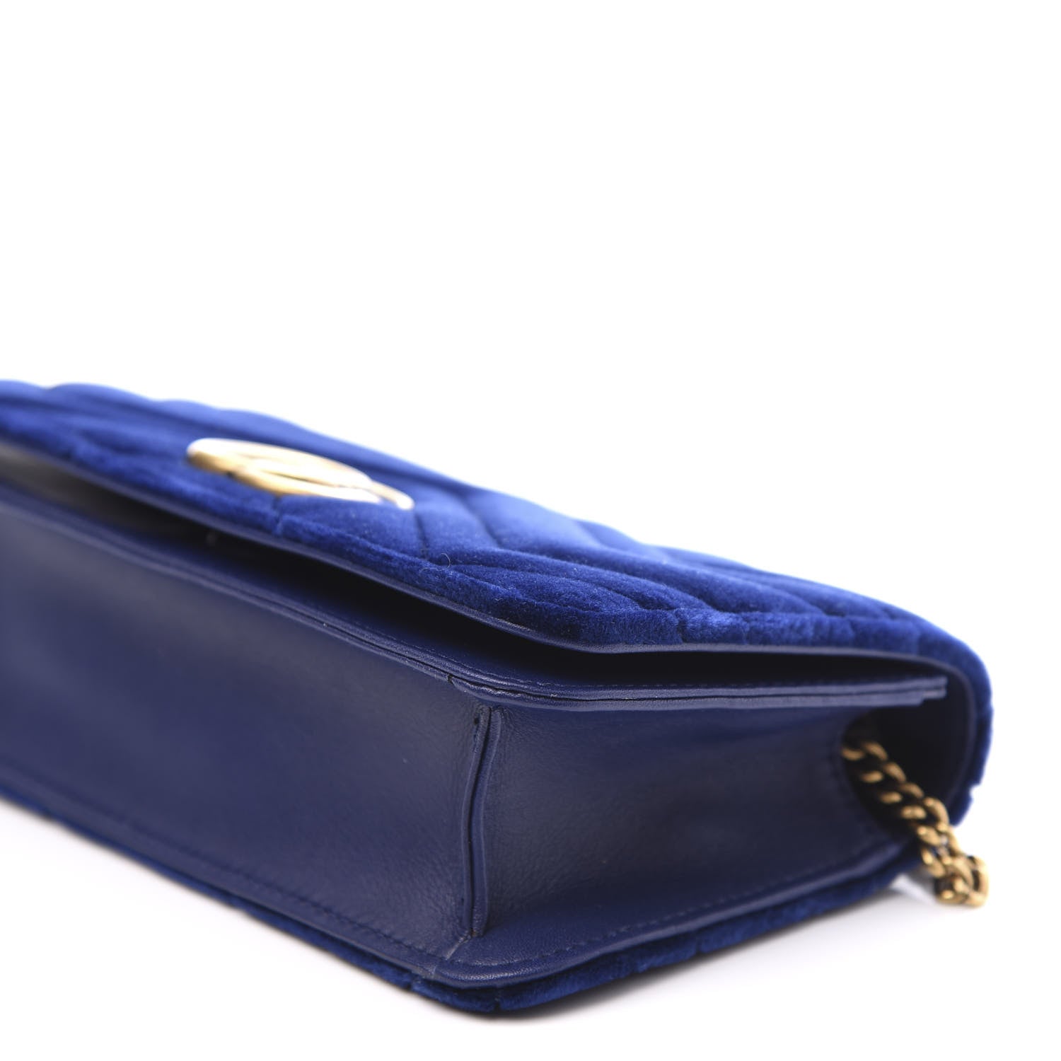 Gucci Velvet Matelasse GG Marmont Mini Bag Cobalt Blue 8 of 9