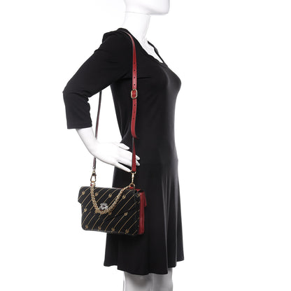 Gucci Calfskin Diagonal GG Medium Thiara Double Envelope Shoulder Bag Black Red 3 of 13