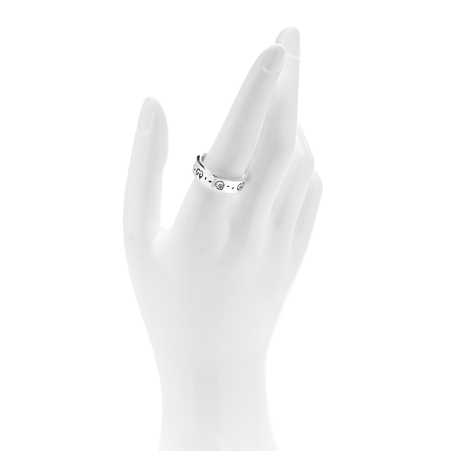 Gucci Sterling Silver GucciGhost Hamlet Skull Narrow Ring 60 9 2 of 6