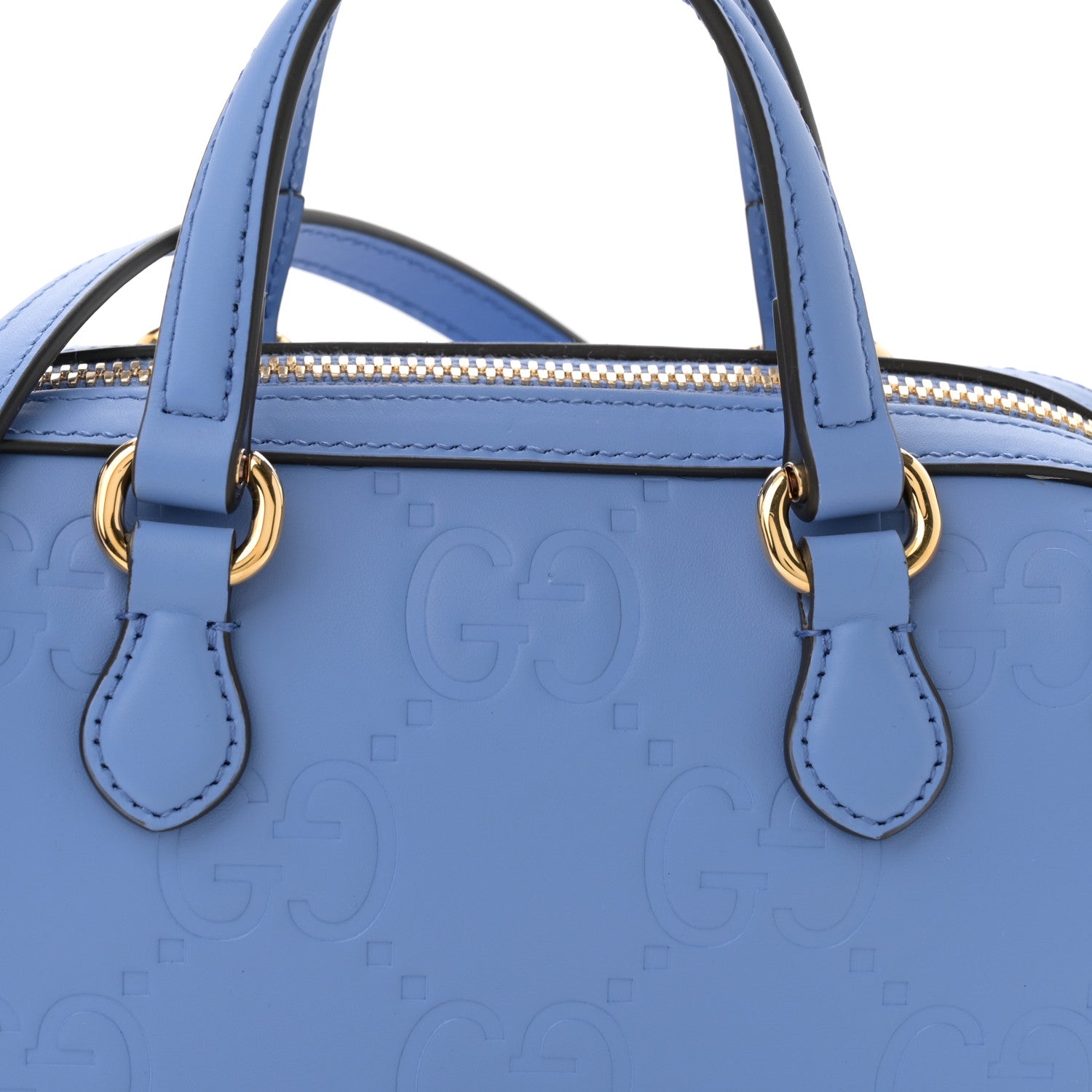 Gucci Gilbert Calfskin Jumbo GG Embossed Super Mini Top Handle Bowler Bag Bloom Lavender 8 of 10