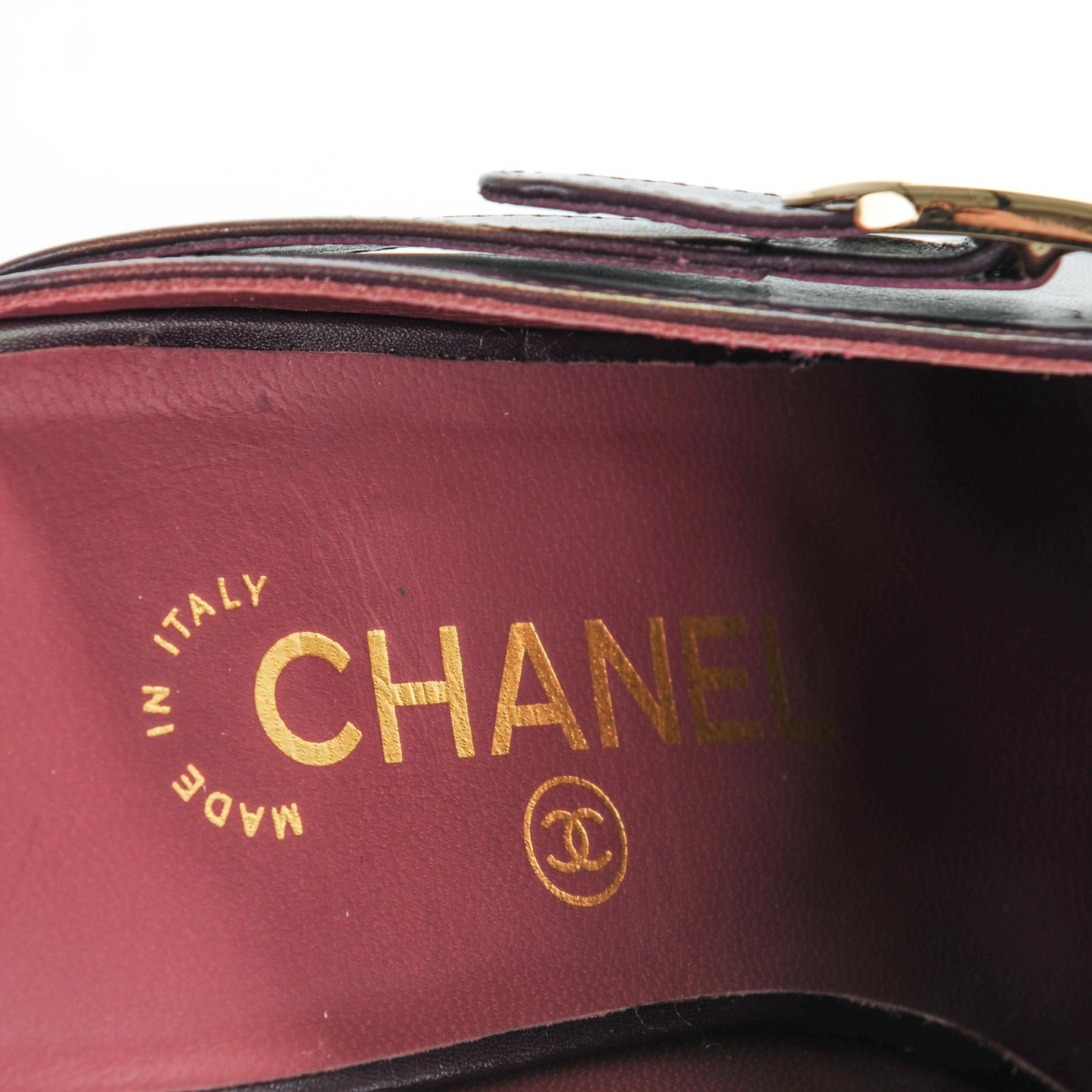Calfskin Quilted CC Mules 39.5 Burgundy Brown
