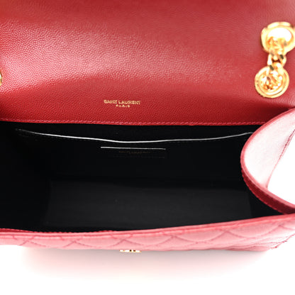 Saint Laurent Grain De Poudre Textured Mixed Matelasse Triquilt Medium Monogram Satchel Oxblood 11 of 13