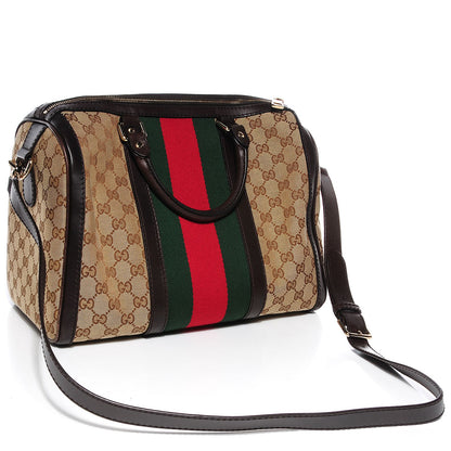 Gucci Monogram Vintage Web Medium Boston Dark Brown 3 of 9