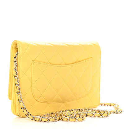 Chanel Lambskin Quilted Wallet on Chain WOC Yellow 2 of 9