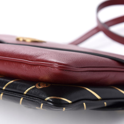 Gucci Calfskin Diagonal GG Medium Thiara Double Envelope Shoulder Bag Black Red 8 of 11