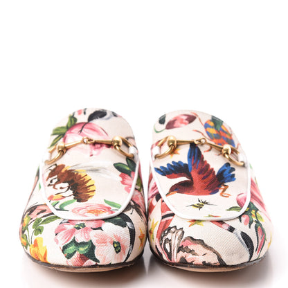 Gucci Canvas Garden Print Princetown Slippers 38 Ivory Multicolor 2 of 14