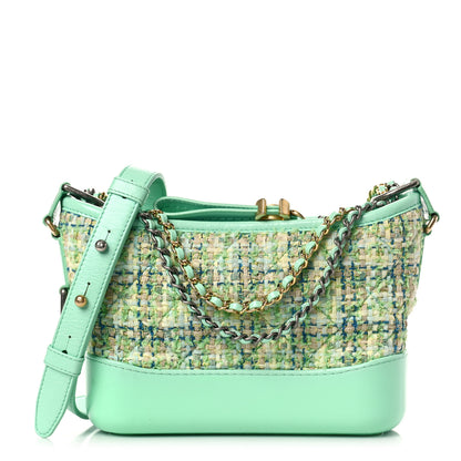 Chanel Tweed Calfskin Quilted Small Gabrielle Hobo Green 1 of 9