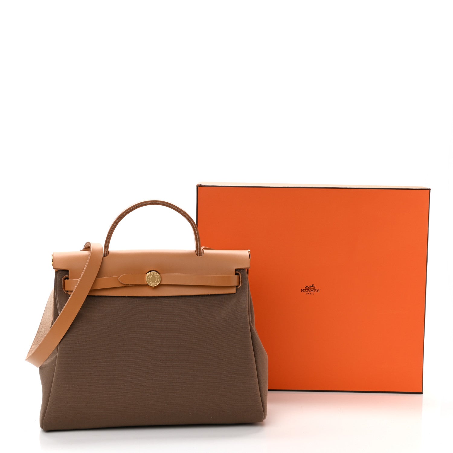 Hermes Vache Hunter Toile Herbag Zip 31 PM Etoupe Dune Fauve 12 of 12