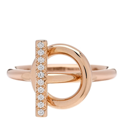 Hermes 18K Rose Gold Diamond PM Echappee Ring 54 7 1 of 6