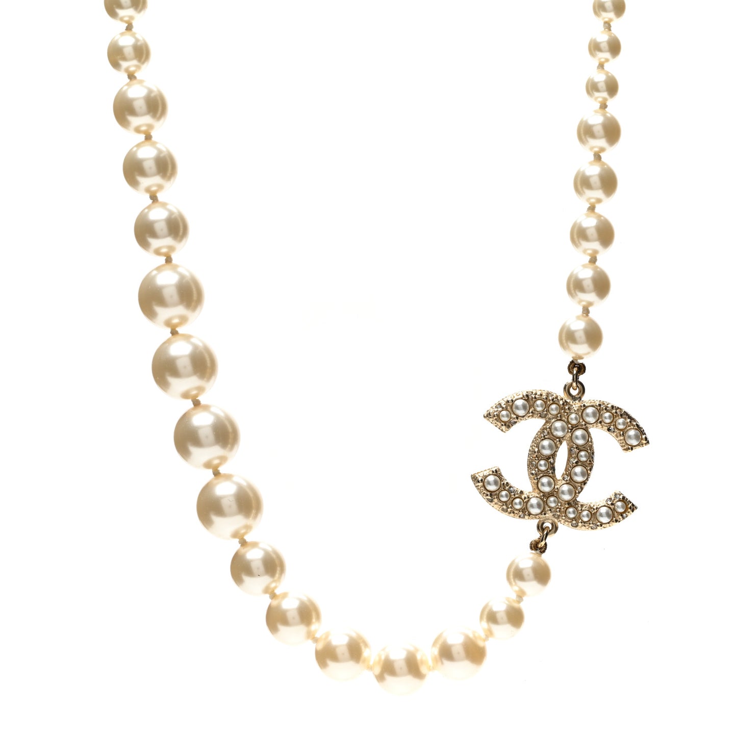 Pearl CC 100th Anniversary Necklace Light Gold