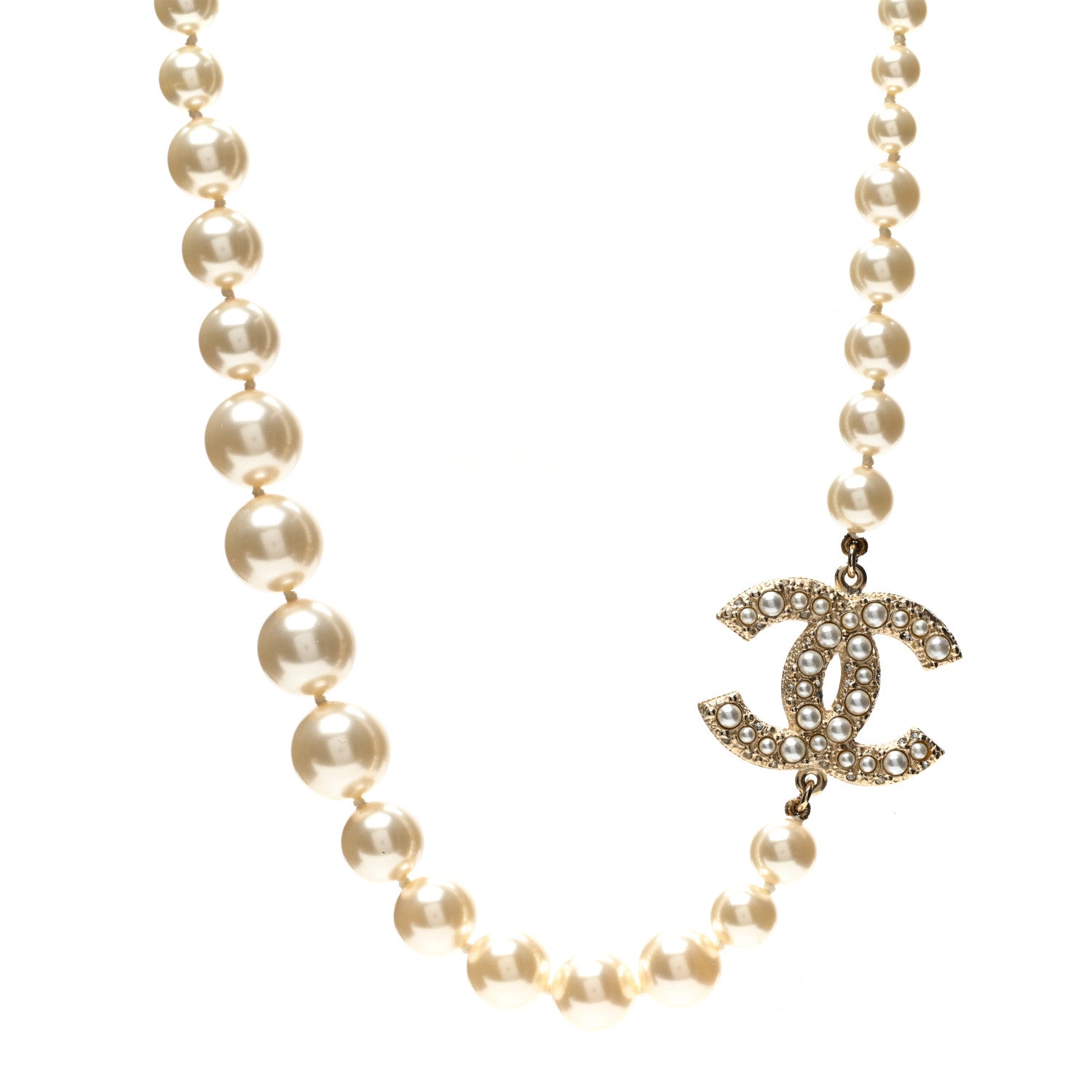 Chanel Pearl CC 100th Anniversary Necklace Light Gold 1 of 8