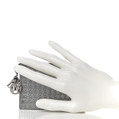 Christian Dior Metallic Patent Micro-Cannage Lady Dior Card Holder Silver 2 of 10