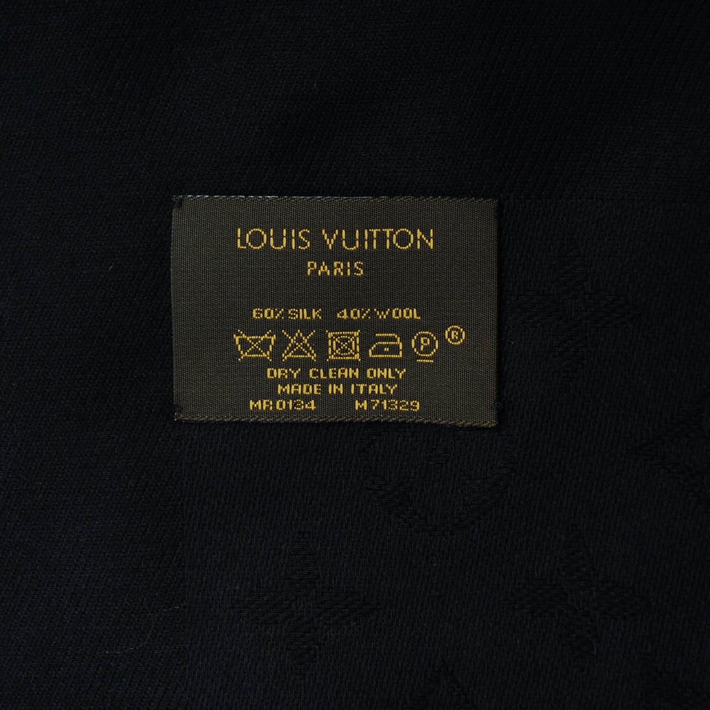 Silk Wool Monogram Shawl Black