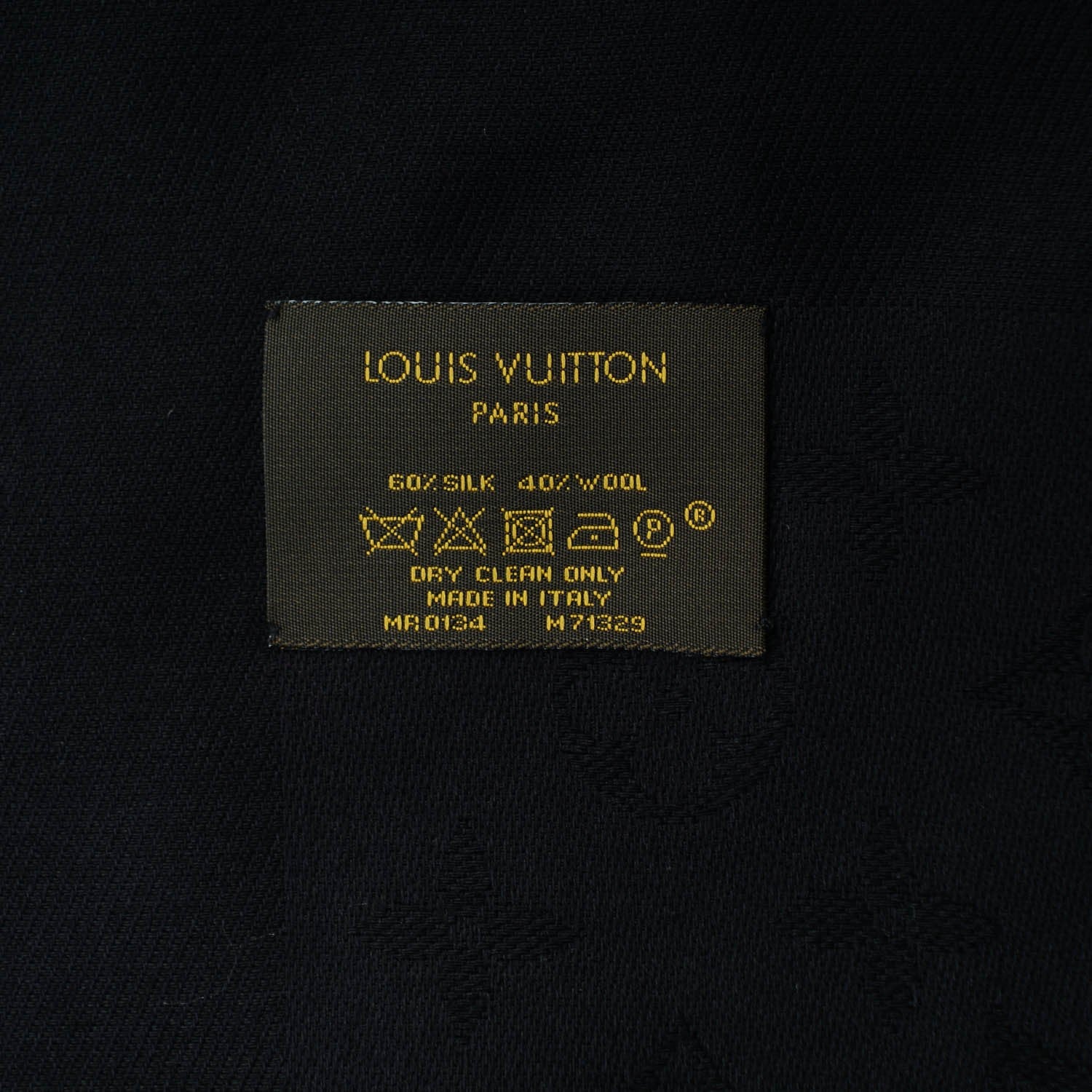 Louis Vuitton Silk Wool Monogram Shawl Black 5 of 5