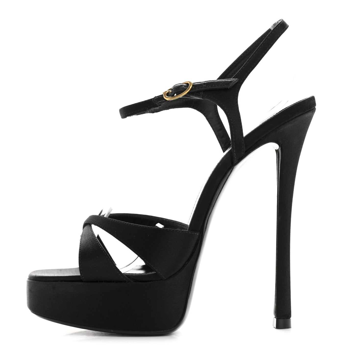 Satin Crepe Debbie Platform Sandal 36.5 Black