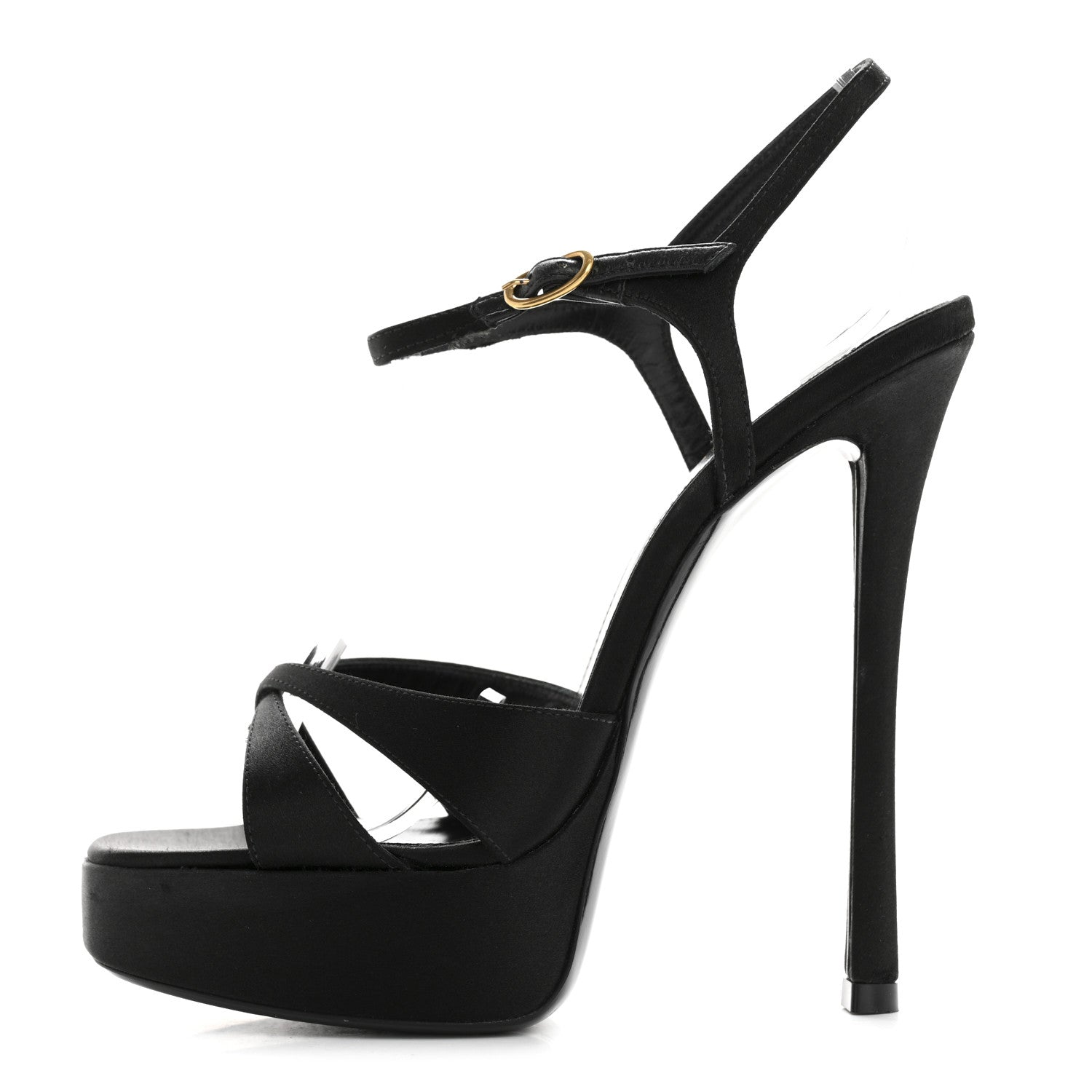 Saint Laurent Satin Crepe Debbie Platform Sandal 36.5 Black 1 of 11