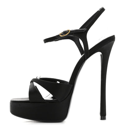 Saint Laurent Satin Crepe Debbie Platform Sandal 36.5 Black 1 of 11