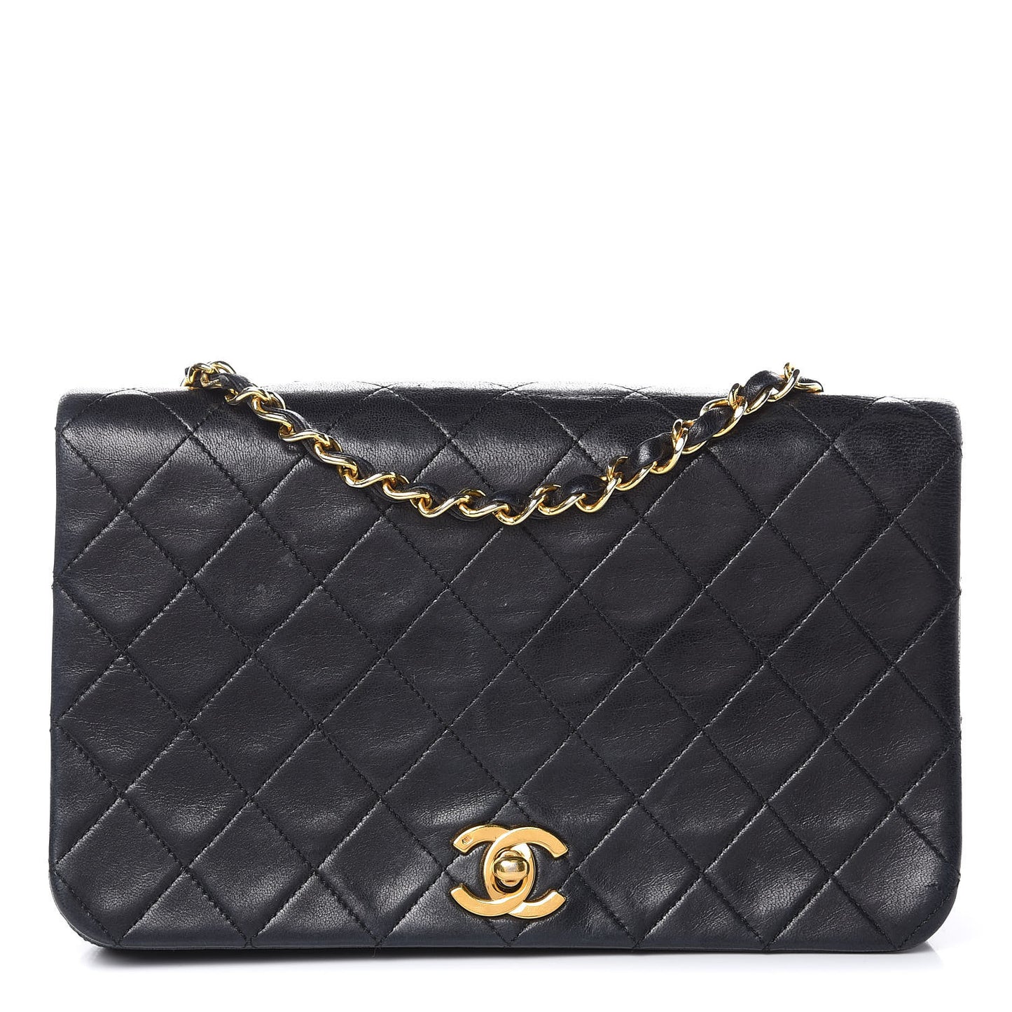 Lambskin Quilted Small Single Flap Bag Black