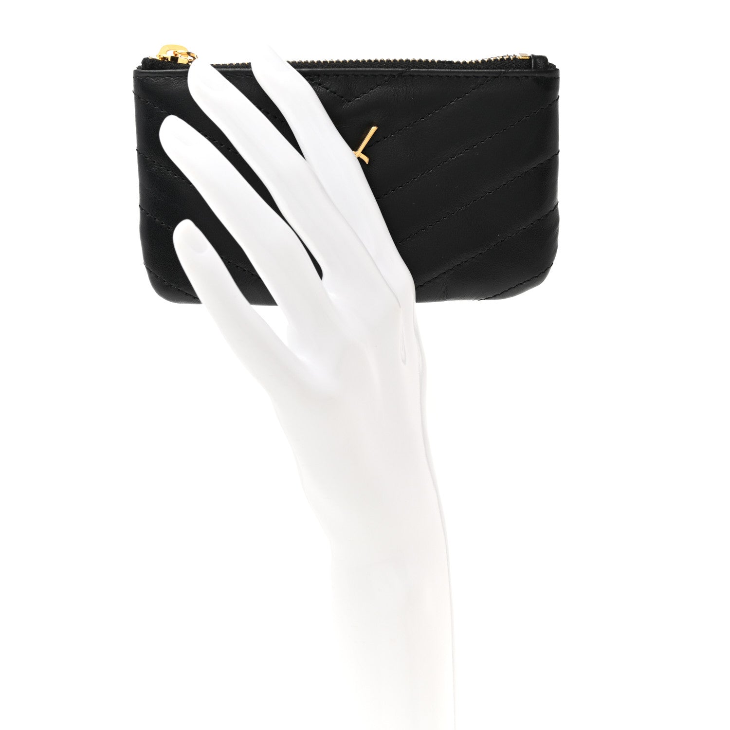 Saint Laurent Calfskin Matelasse Monogram Key Pouch Black 2 of 7